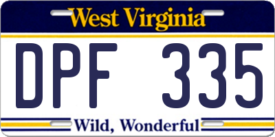 WV license plate DPF335