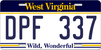 WV license plate DPF337
