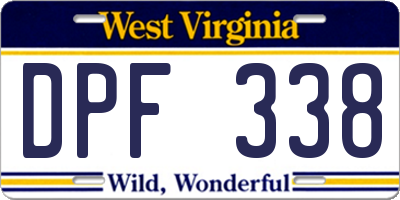 WV license plate DPF338