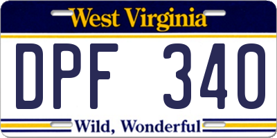 WV license plate DPF340
