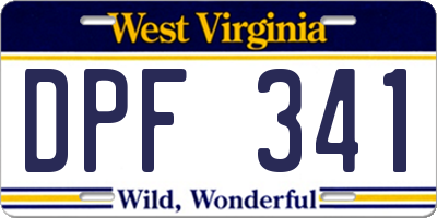 WV license plate DPF341