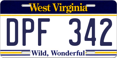 WV license plate DPF342