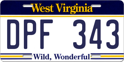 WV license plate DPF343