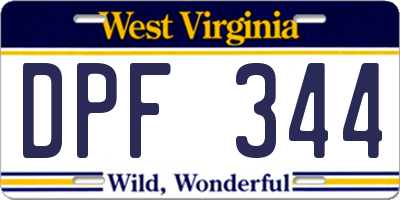 WV license plate DPF344