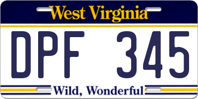WV license plate DPF345