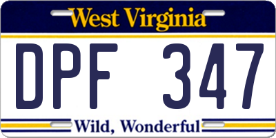 WV license plate DPF347