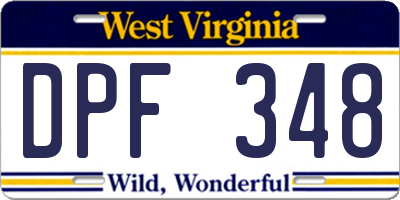 WV license plate DPF348