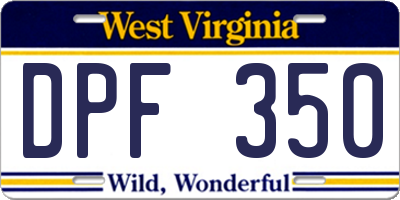 WV license plate DPF350