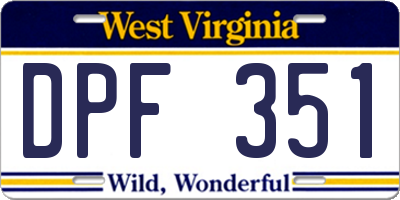 WV license plate DPF351