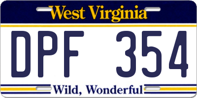 WV license plate DPF354