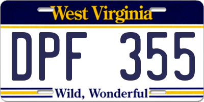 WV license plate DPF355