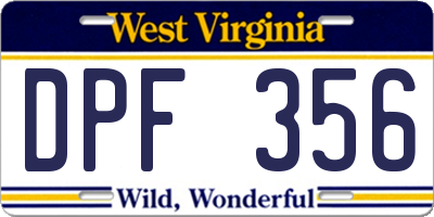 WV license plate DPF356