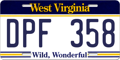 WV license plate DPF358