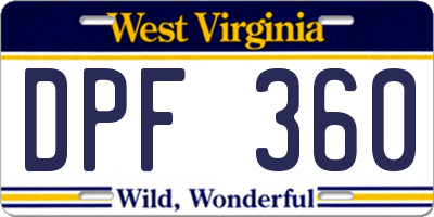 WV license plate DPF360