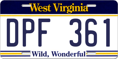 WV license plate DPF361