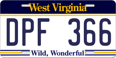 WV license plate DPF366