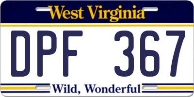 WV license plate DPF367
