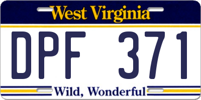 WV license plate DPF371