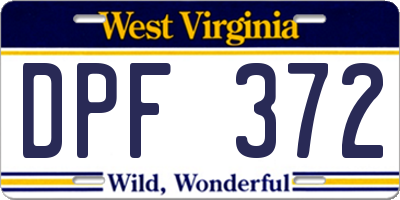 WV license plate DPF372