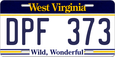 WV license plate DPF373