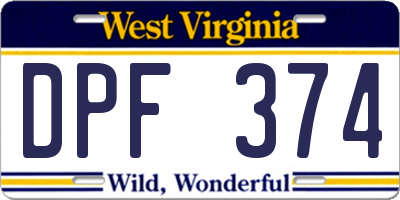 WV license plate DPF374