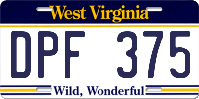 WV license plate DPF375