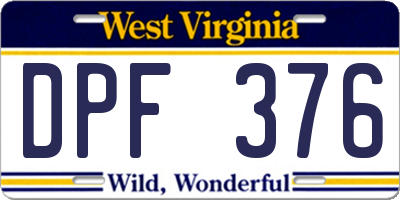 WV license plate DPF376