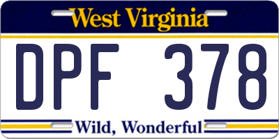 WV license plate DPF378