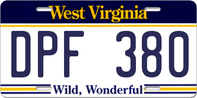 WV license plate DPF380