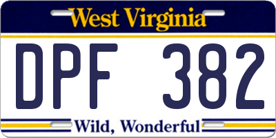 WV license plate DPF382