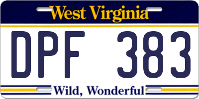 WV license plate DPF383