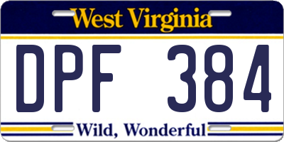 WV license plate DPF384