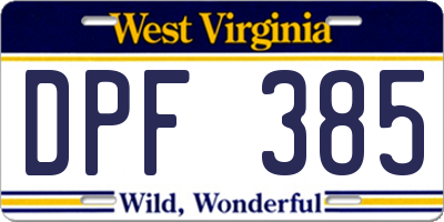 WV license plate DPF385