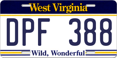 WV license plate DPF388