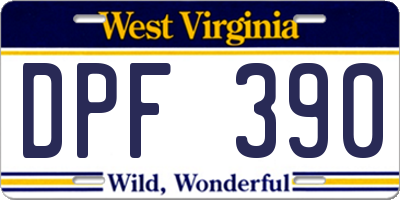 WV license plate DPF390