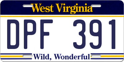 WV license plate DPF391
