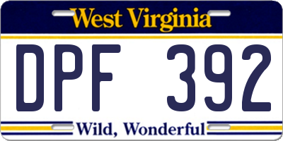 WV license plate DPF392