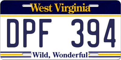 WV license plate DPF394