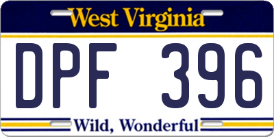 WV license plate DPF396