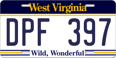 WV license plate DPF397