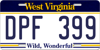 WV license plate DPF399