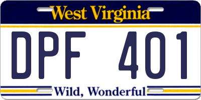 WV license plate DPF401