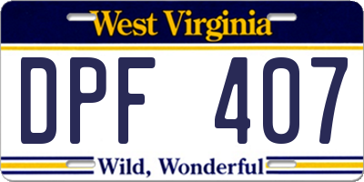 WV license plate DPF407