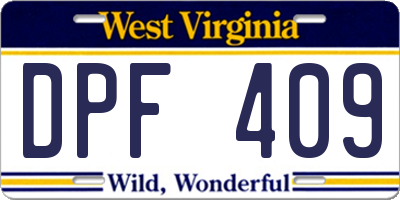 WV license plate DPF409