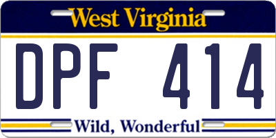 WV license plate DPF414