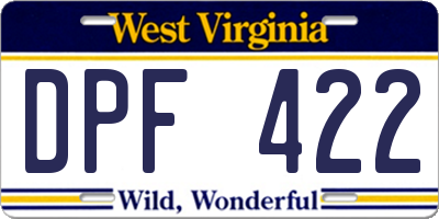 WV license plate DPF422