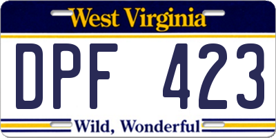 WV license plate DPF423