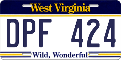 WV license plate DPF424
