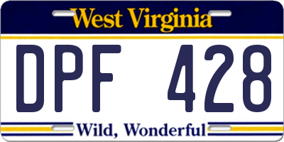WV license plate DPF428