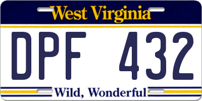 WV license plate DPF432